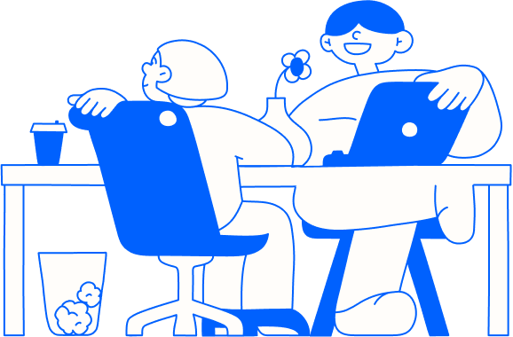 Illustration of two founders collaborating at a desk